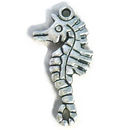 Seahorse Charm 3D in Antique Silver Pewter