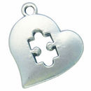 Heart with Cutout Puzzle Charm Antique Silver Pewter