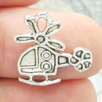 Flat Helicopter Charms Wholesale Antique Silver Pewter