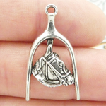 Small Horse Head Charm Antique Silver Pewter