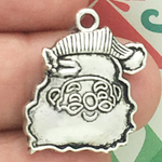 Santa Claus Head Christmas Charm in Antique Silver Pewter