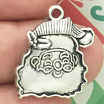Christmas Santa Claus Charm in Silver Pewter
