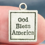 God Bless America Charm in Silver Pewter