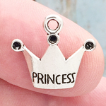 Princess Crown Charm in Antique Silver Pewter
