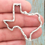 Open Hammered Texas Pendant in Polished Silver Pewter Large