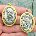 Mother Mary Key Chain with Clip in Silver and Gold Our Lady of Grace