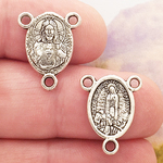 Sacred Heart Rosary Centerpiece in Silver Pewter