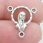 Virgin Mary Rosary Centerpiece Wholesale in Silver Pewter