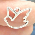 Outline Peace Dove Charm Silver Pewter
