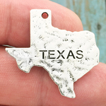 Texas State Charm in Antique Silver Pewter Medium