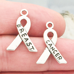 Awareness Ribbon Charms Wholesale in Silver Pewter Double Sided