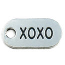 XOXO Dog Tag Charm in Antique Silver Pewter