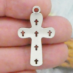 Cutout Cross Charms Bulk in Silver Pewter