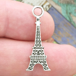 Flat Paris Eiffel Tower Charm in Silver Pewter Medium