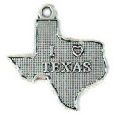 I Love Texas State Charm in Antique Silver Pewter