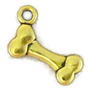 Dog Bone Charm Small in Antique Gold Pewter