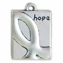 Ichthus Charm with Hope in Antique Silver Pewter 