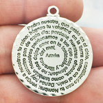 Our Father Prayer in Spanish Medal in Silver Pewter Large