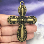 Large Bronze Cross Pendant in Pewter