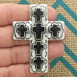 Southwest Silver Cross Pendant for Bead Stringing