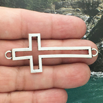 Cross Bracelet Connector in Silver Pewter