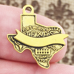 Texas Charms Wholesale with Ribbon in Antique Gold Pewter 