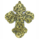 Hammered Cross Pendant Large in Antique Bronze Pewter