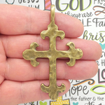 Large Hammered Cross Pendants Wholesale in Bronze Pewter