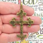Large Hammered Cross Pendants Wholesale in Bronze Pewter
