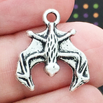 Hanging Bat Charms Wholesale in Silver Pewter