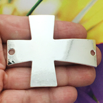 Bracelet Connector Cross Pendant in Polished Silver Pewter