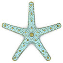 Large Gold Starfish Pendant in Turquoise Oxidized Pewter