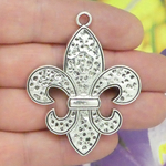Fleur de Lis Pendants Bulk with Hammered Accents in Silver Pewter