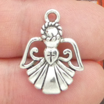 Silver Angel Charms Wholesale in Antique Pewter with Cross Accent