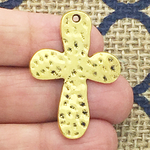 Hammered Cross Charms Wholesale in Gold Pewter