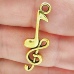 Gold Music Note Charms Wholesale in Antique Pewter