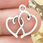 Interwoven Open Heart Charms Wholesale in Antique Silver Pewter