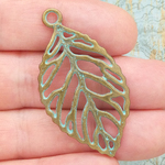 Gold Leaf Pendants Bulk in Turquoise Oxidized Pewter