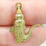 Small Gold Alligator Charms Wholesale in Antique Pewter