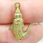 Small Gold Alligator Charms Wholesale in Pewter