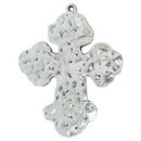 Hammered Cross Pendant Large in Antique Silver Pewter