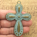 Large Cross Pendant in Oxidized Gold Pewter