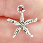 Starfish Charm in Antique Silver Pewter Nautical Charm Small