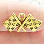 Checkered Flag Charms Wholesale in Gold Pewter