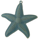 Starfish Pendant in Oxidized Turquoise Gold Pewter Large
