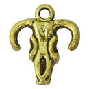 Cow Skull Charm in Antique Gold Pewter Small