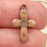 Hammered Cross Charms Wholesale in Copper Pewter Small