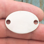 Engravable Bracelet Connector Oval Pendant in Polished Silver Pewter