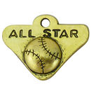 All Star Baseball Charms Wholesale in Antique Gold Pewter