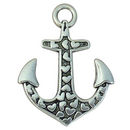 Nautical Anchor Pendant with Hearts in Silver Pewter Medium